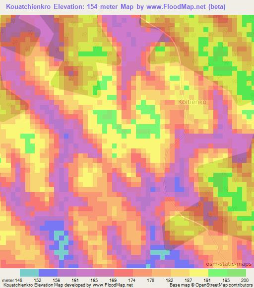 Kouatchienkro,Ivory Coast Elevation Map