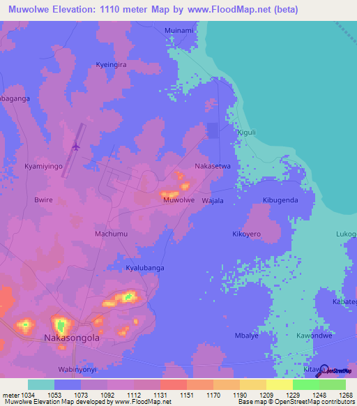 Muwolwe,Uganda Elevation Map
