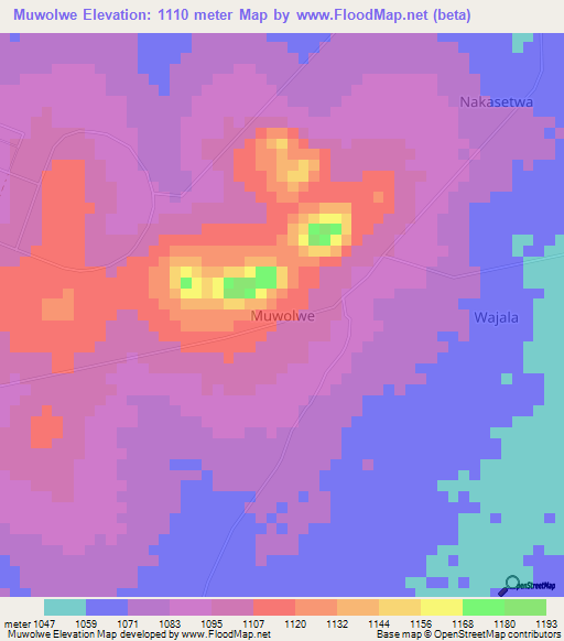 Muwolwe,Uganda Elevation Map