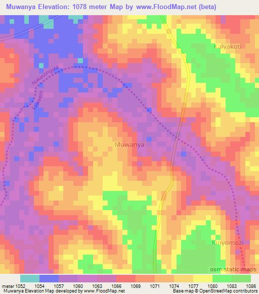 Muwanya,Uganda Elevation Map