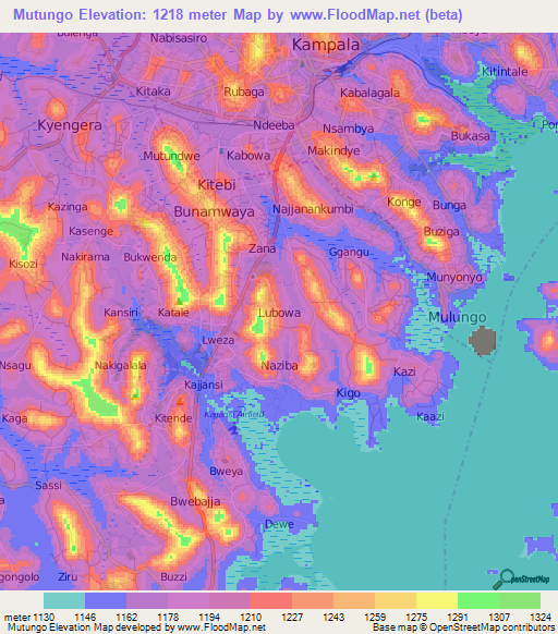 Mutungo,Uganda Elevation Map