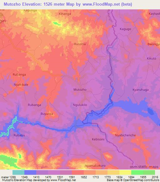 Mutozho,Uganda Elevation Map