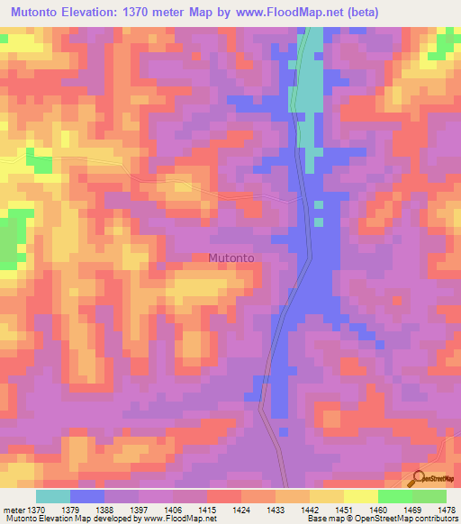 Mutonto,Uganda Elevation Map