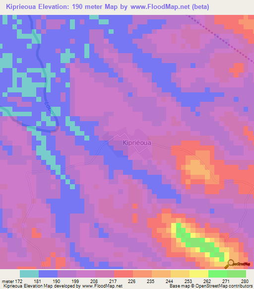 Kiprieoua,Ivory Coast Elevation Map