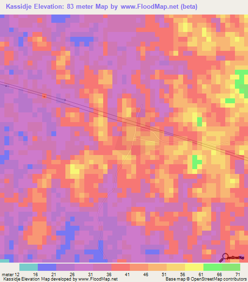 Kassidje,Ivory Coast Elevation Map