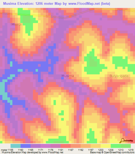 Musima,Uganda Elevation Map