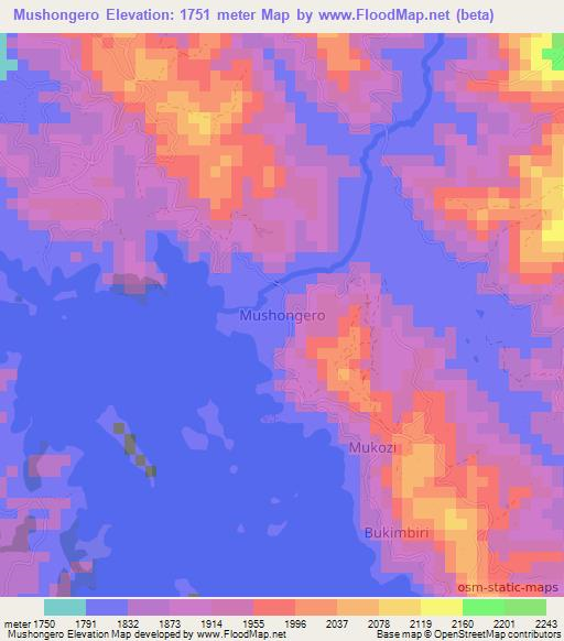 Mushongero,Uganda Elevation Map