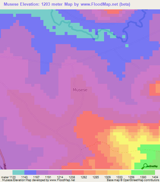 Musese,Uganda Elevation Map