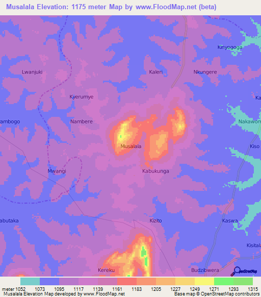 Musalala,Uganda Elevation Map