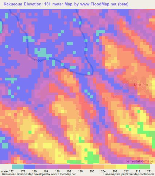 Kakueoua,Ivory Coast Elevation Map