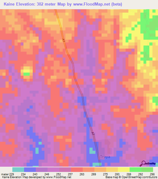 Kaine,Ivory Coast Elevation Map