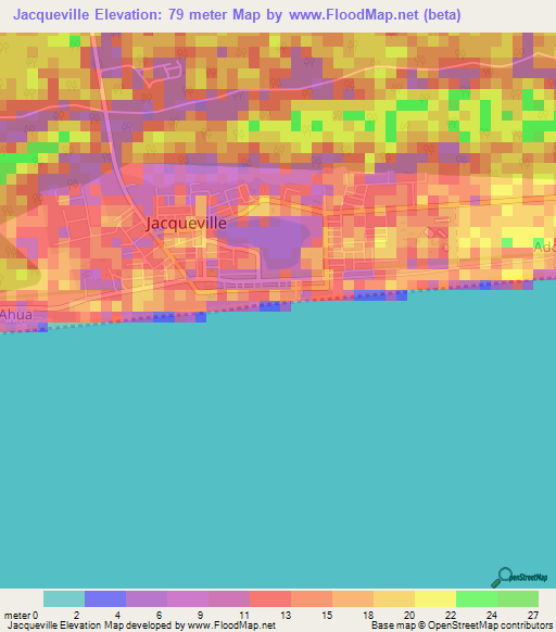 Jacqueville,Ivory Coast Elevation Map