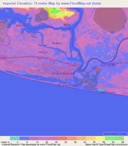 Imperial,Ivory Coast Elevation Map