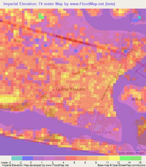 Imperial,Ivory Coast Elevation Map