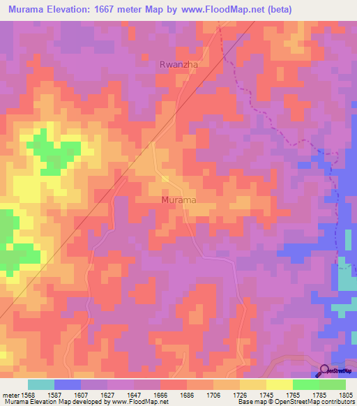 Murama,Uganda Elevation Map