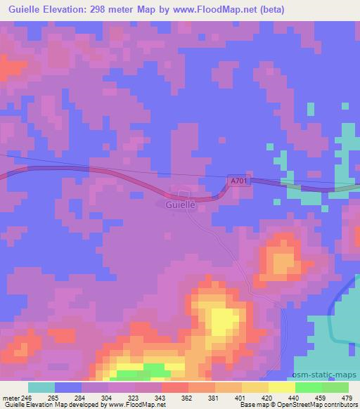 Guielle,Ivory Coast Elevation Map