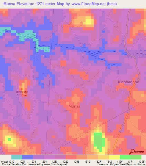 Munsa,Uganda Elevation Map