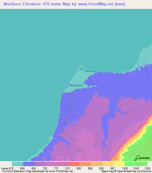 Munihoro,Uganda Elevation Map