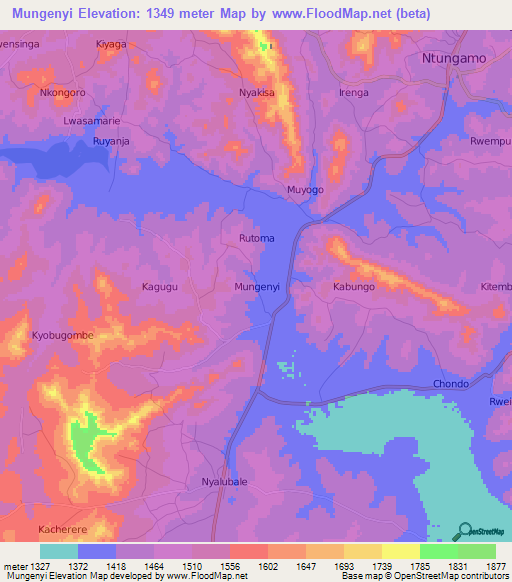 Mungenyi,Uganda Elevation Map