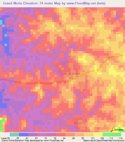 Grand Morie,Ivory Coast Elevation Map