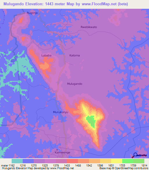 Mulugando,Uganda Elevation Map