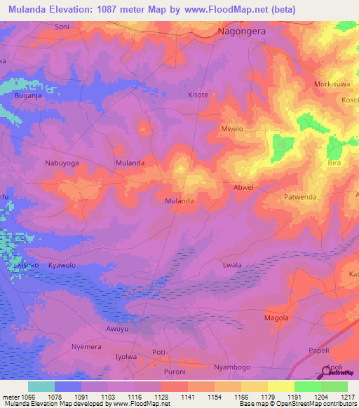 Mulanda,Uganda Elevation Map