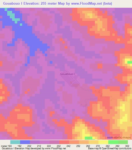 Gouabouo I,Ivory Coast Elevation Map