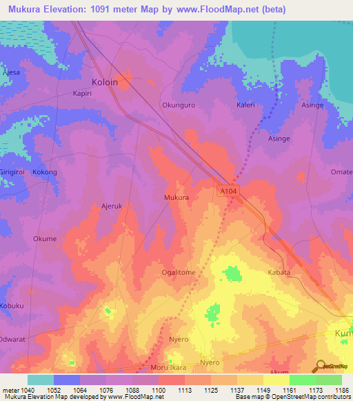 Mukura,Uganda Elevation Map