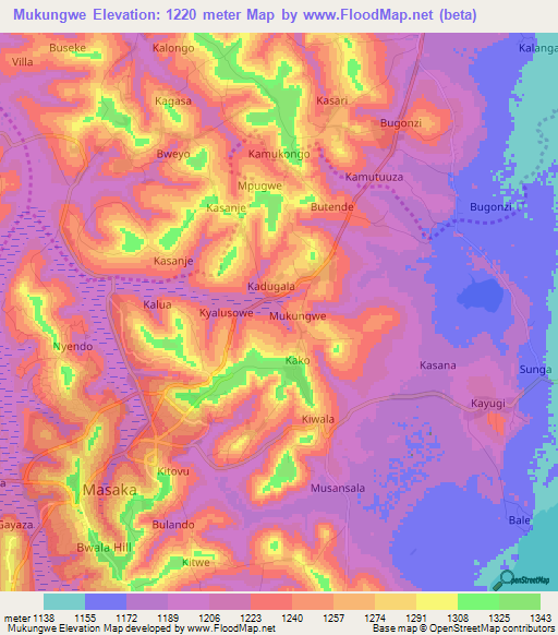 Mukungwe,Uganda Elevation Map