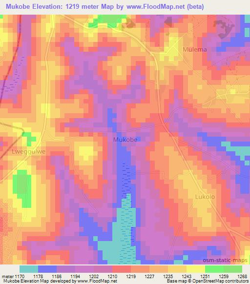 Mukobe,Uganda Elevation Map