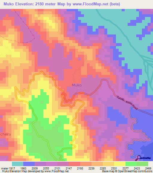 Muko,Uganda Elevation Map