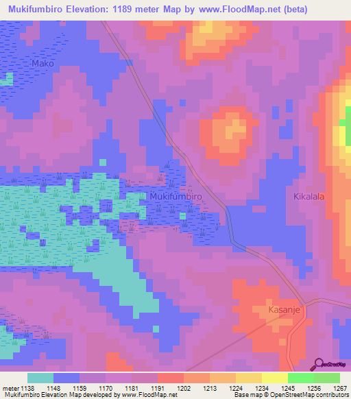 Mukifumbiro,Uganda Elevation Map