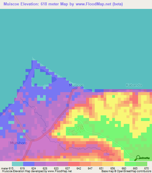Muiscoe,Uganda Elevation Map
