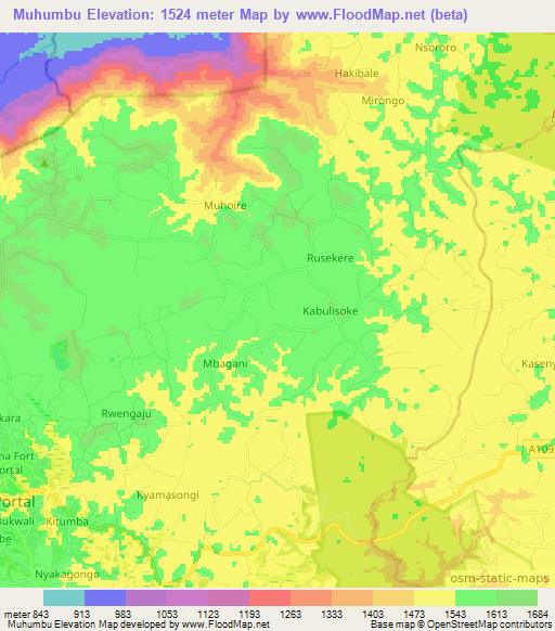 Muhumbu,Uganda Elevation Map
