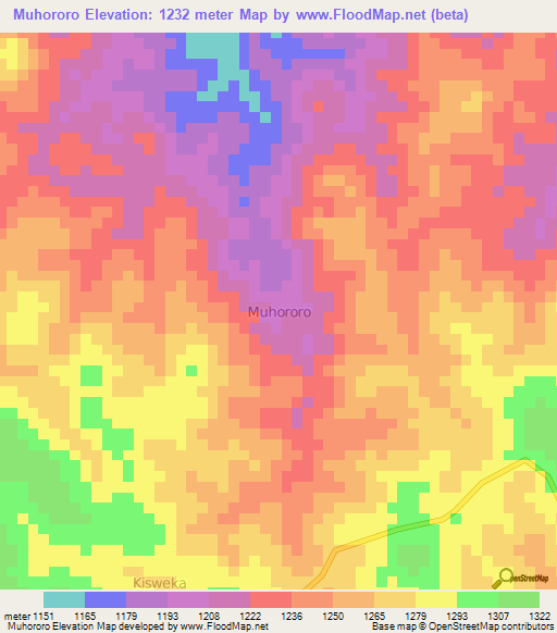 Muhororo,Uganda Elevation Map
