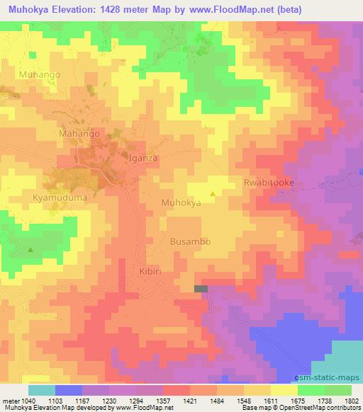 Muhokya,Uganda Elevation Map