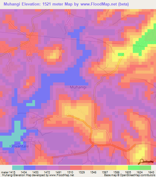 Muhangi,Uganda Elevation Map