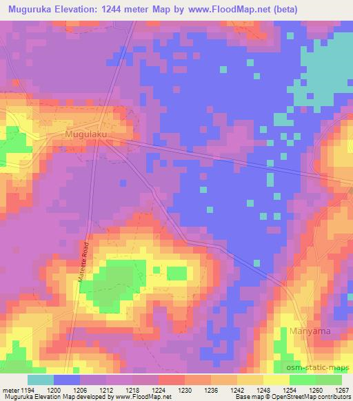 Muguruka,Uganda Elevation Map