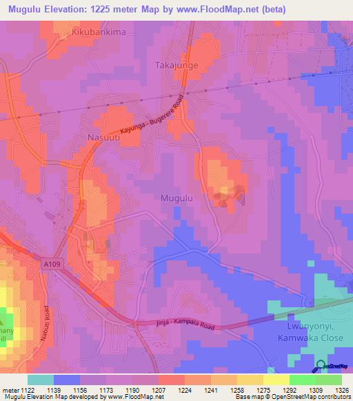 Mugulu,Uganda Elevation Map