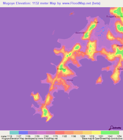 Mugoye,Uganda Elevation Map
