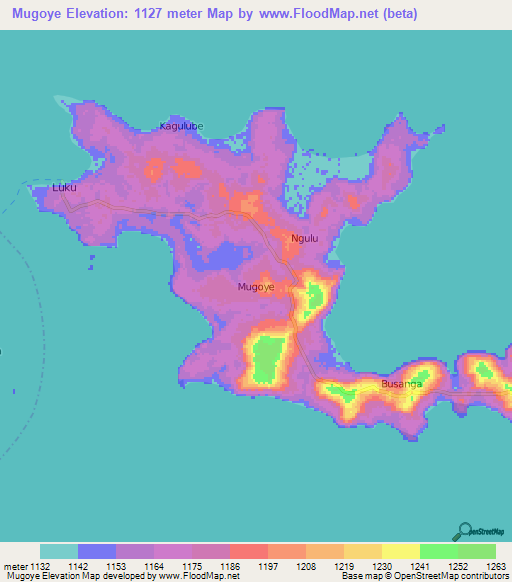Mugoye,Uganda Elevation Map