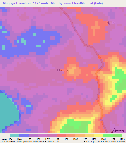 Mugoye,Uganda Elevation Map