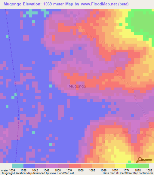 Mugongo,Uganda Elevation Map