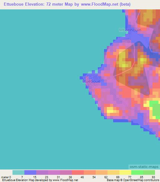 Ettueboue,Ivory Coast Elevation Map