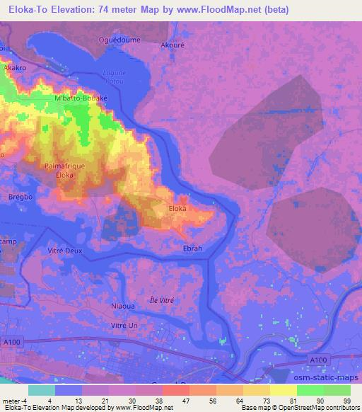Eloka-To,Ivory Coast Elevation Map