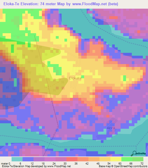Eloka-Te,Ivory Coast Elevation Map