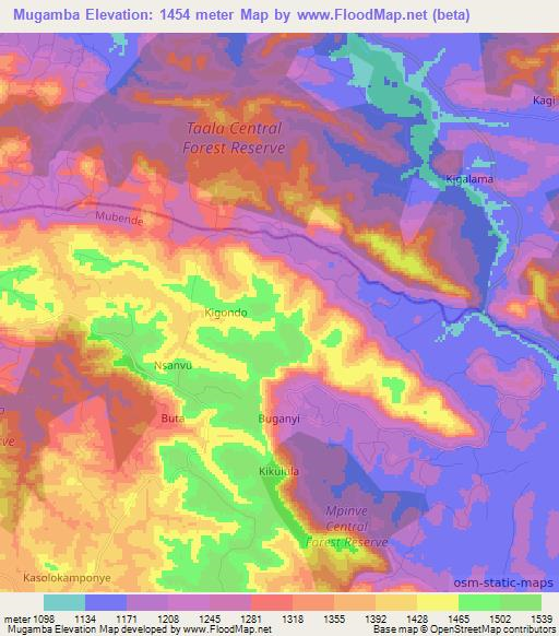Mugamba,Uganda Elevation Map