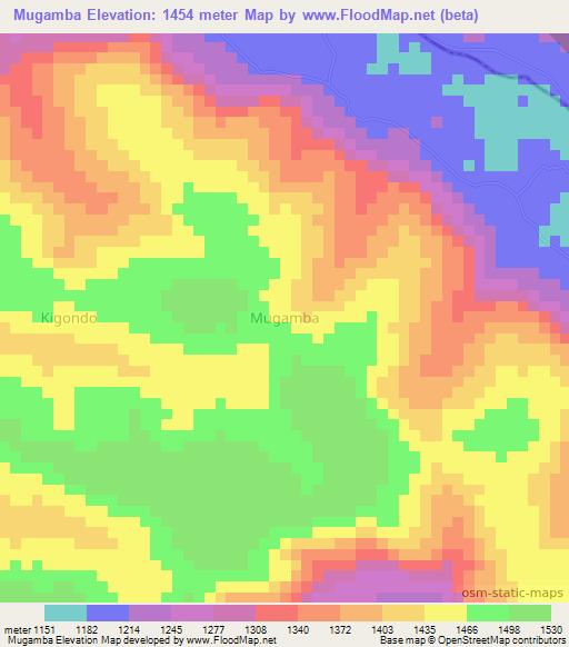 Mugamba,Uganda Elevation Map