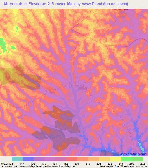 Abronambue,Ivory Coast Elevation Map