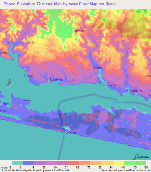 Eboco,Ivory Coast Elevation Map